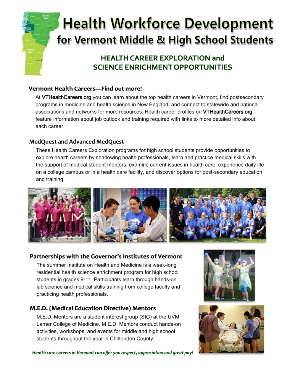Health Career Exploration and Science Enrichment Opportunities for